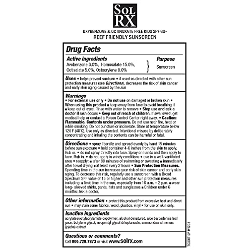 SolRX Sport Kid's Sunscreen Spray SPF 60+ - 6 Ounce, Reef Friendly