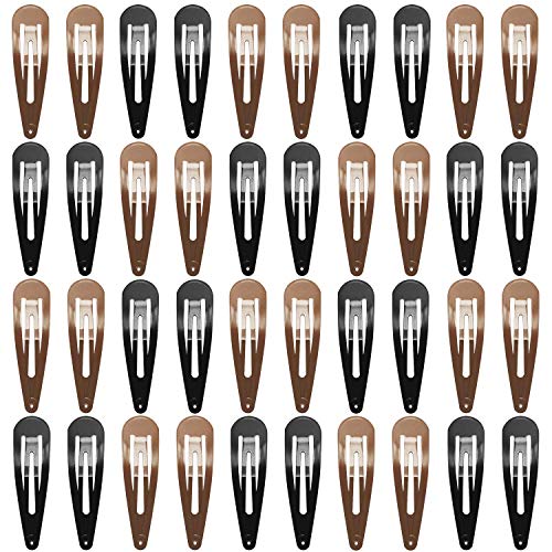 Funtopia 40 Pcs Metal No Slip Hair Clips for Women, Black & Brown, 7cm/2.8 Inch