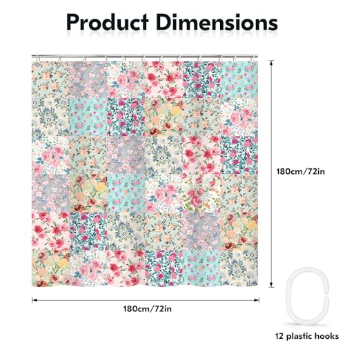 Floral Collage Shower Curtain - Waterproof 180x180cm Decor