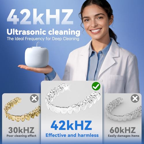 Doporro Ultrasonic Retainer Cleaner - 42kHz Deep Clean for Dentures & Aligners