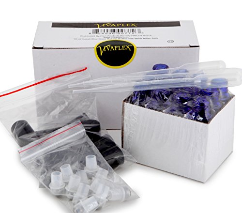 Vivaplex Cobalt Blue Glass Roll-On Bottles with Steel Rollers - 10ml, Pack of 12