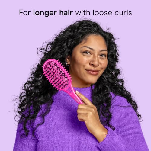 Conair Long Pink Detangling Curl Brush for Curly & Wavy Hair - Parting Tool