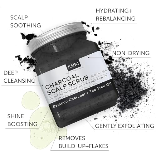 Rida Charcoal Scalp Scrub - Black, 16 Fl Oz | Detox & Dandruff Relief