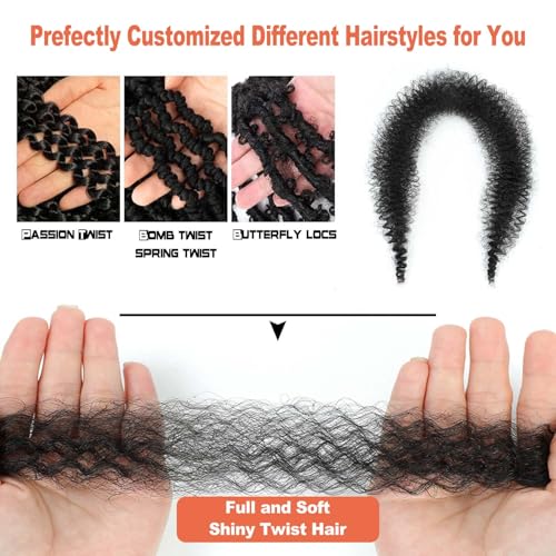 ELAOGI 18 Inch Red Springy Afro Twist Hair 6 Packs Pre-Fluffed Braiding Extensions