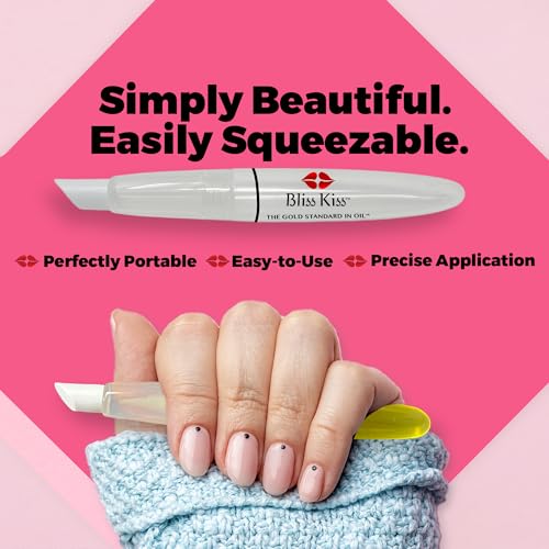 Bliss Kiss Refillable Cuticle Oil Pen with Cuticle Pusher for Nails | Empty 8 ml Nail Oil Pen with soft brush applicator | No Leaks 1-Pack