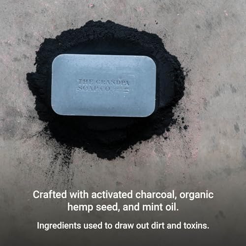 Grandpa's Charcoal Bar Soap with Hemp & Mint - Detoxifying Face & Body Wash