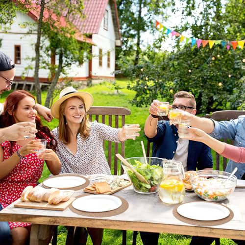 12 Pack 11.8 Inch Round Burlap Placemats - Heat Resistant, Non-Slip