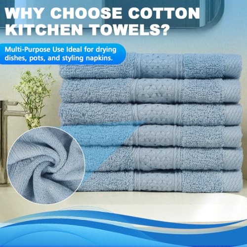 Sky Blue Cotton Washcloths Set - 6-Pack, 13x13 Inch