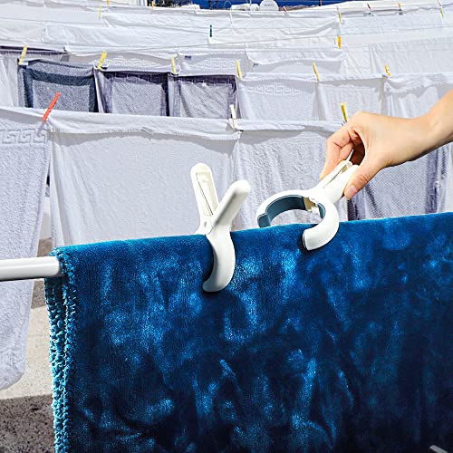 PAMISO Beach Towel Clips - 4 Heavy Duty Clothespins for Drying