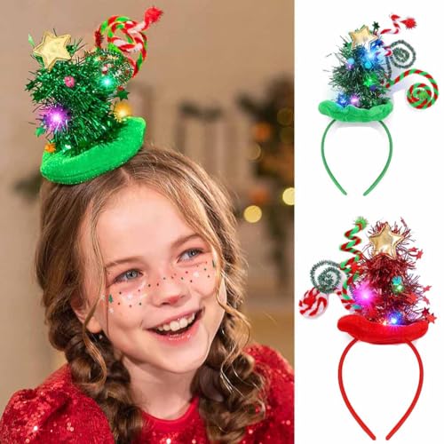 Light Up Christmas Tree Headband Accessories - Pack of 2