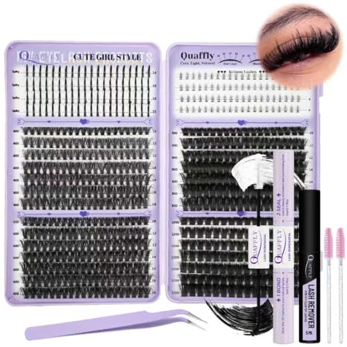 QUAFFLY 678PCS Lash Clusters Kit with Spikes, Bond, Seal, and Remover