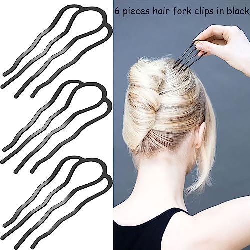 BOYIVI Black Metal Hair Forks Set for Updo Buns & Styling - 6 Pieces