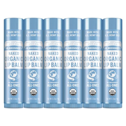 Dr. Bronner¡¯s Organic Lip Balm 6-Pack (.15oz) Natural, Moisturizing, Petroleum-Free Lip Moisturizer with Beeswax & Avocado Oil for Dry Lips, Men & Women - Unscented