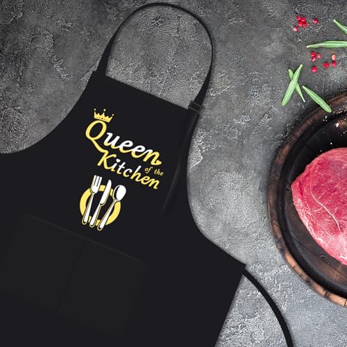 Funny Black Cooking Chef Apron with Pockets | Waterproof & Adjustable
