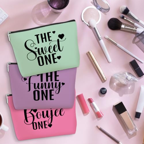 Sweet Funny Boujee One Cosmetic Bag - 3 Pcs Linen Toiletry Pouch Set