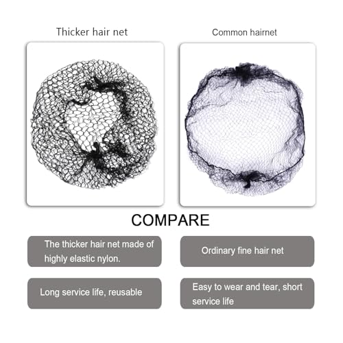 12 Pcs 18 Inch Thick Elastic Hair Nets for Women - Durable & Breathable