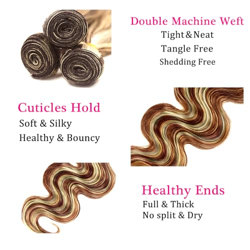 P30/613 Body Wave Human Hair Bundles - 12 Inch Highlight Remy Hair