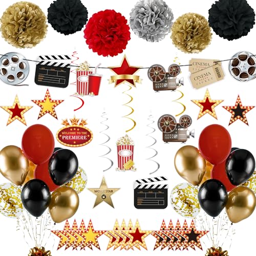 47PCS Movie Night Decorations - Now Showing Banner & Themed Party Supplies