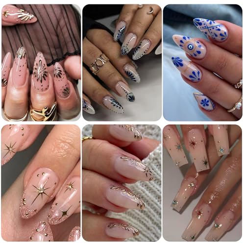 Bohemian Nail Art Stickers - 12PCS Metallic Gothic Designs