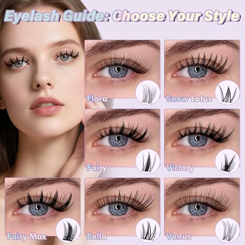 B&Q Fairy Lash Clusters - DIY Lash Extension at Home Beginner-Friendly Manga Lashes, 144pcs Eyelash Clusters with 0.3mm Invisible Band & Waterproof, Salon Look for Daily Work & Parties £¨Fairy 8-18mm£©