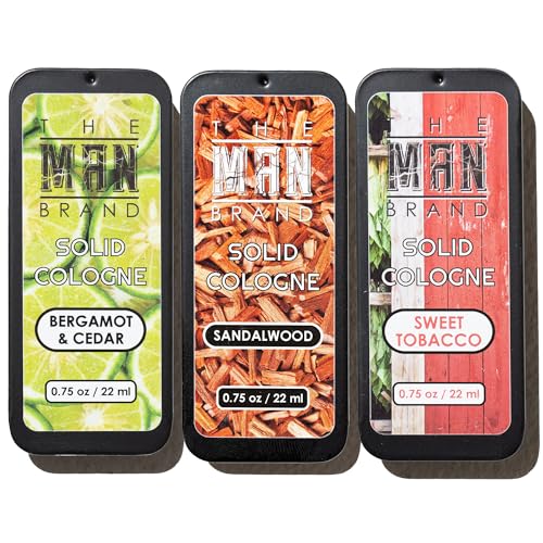Solid Cologne Sample Pack - Sweet Tobacco, Citrus Bergamot & Sandalwood (3 x 0.75 oz)