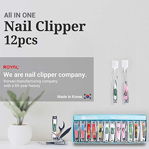 Royal 12pcs Nail Clippers Set with Knife & Can Opener, Chain - Made in Korea