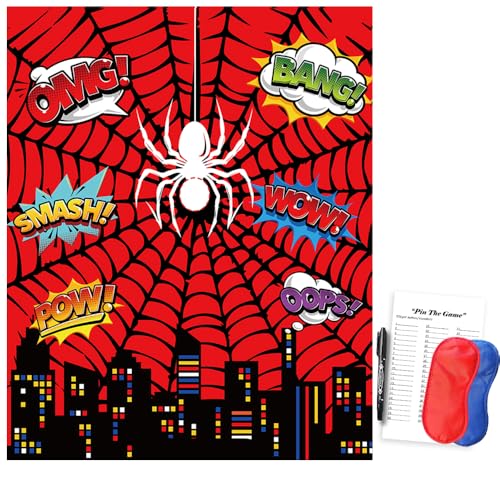 Spider-Themed Party Game for Kids - Pin the Sticker Fun