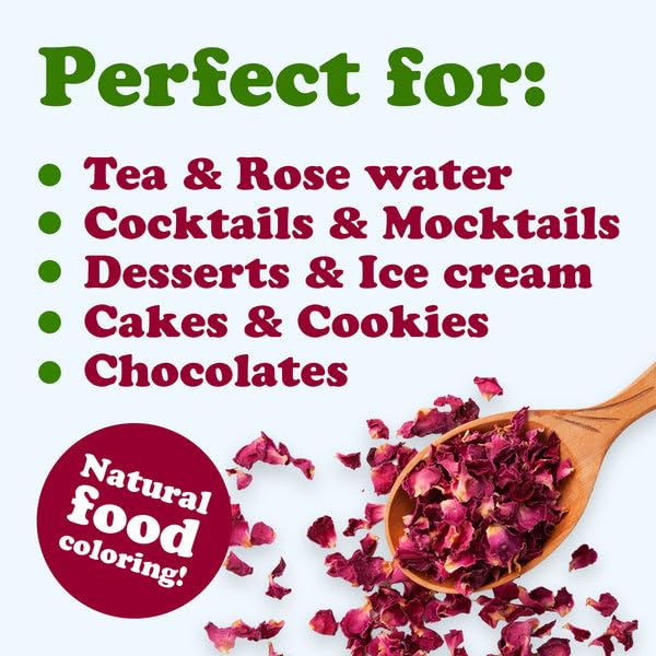 Culinary Dried Edible Rose Petals, 2 Ounces for Tea & Baking