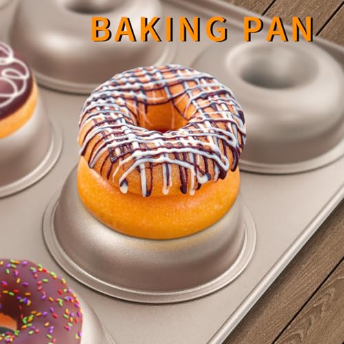 Nonstick 12-Cavity Donut Baking Pan - Carbon Steel Doughnut Molds