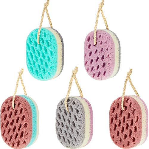 Boao Assorted 5 Soft Bath Sponges Natural Gentle Shower Cleanser