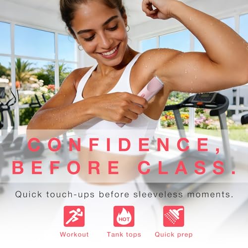 Bikini Trimmer Electric Razors for Women, Personal Shaver for Pubic Hair, Bikini Line, Legs, Underarms & Face, USB-C Rechargeable, Gentle on Sensitive Skin, Rinsable, Gift, Petal Pink