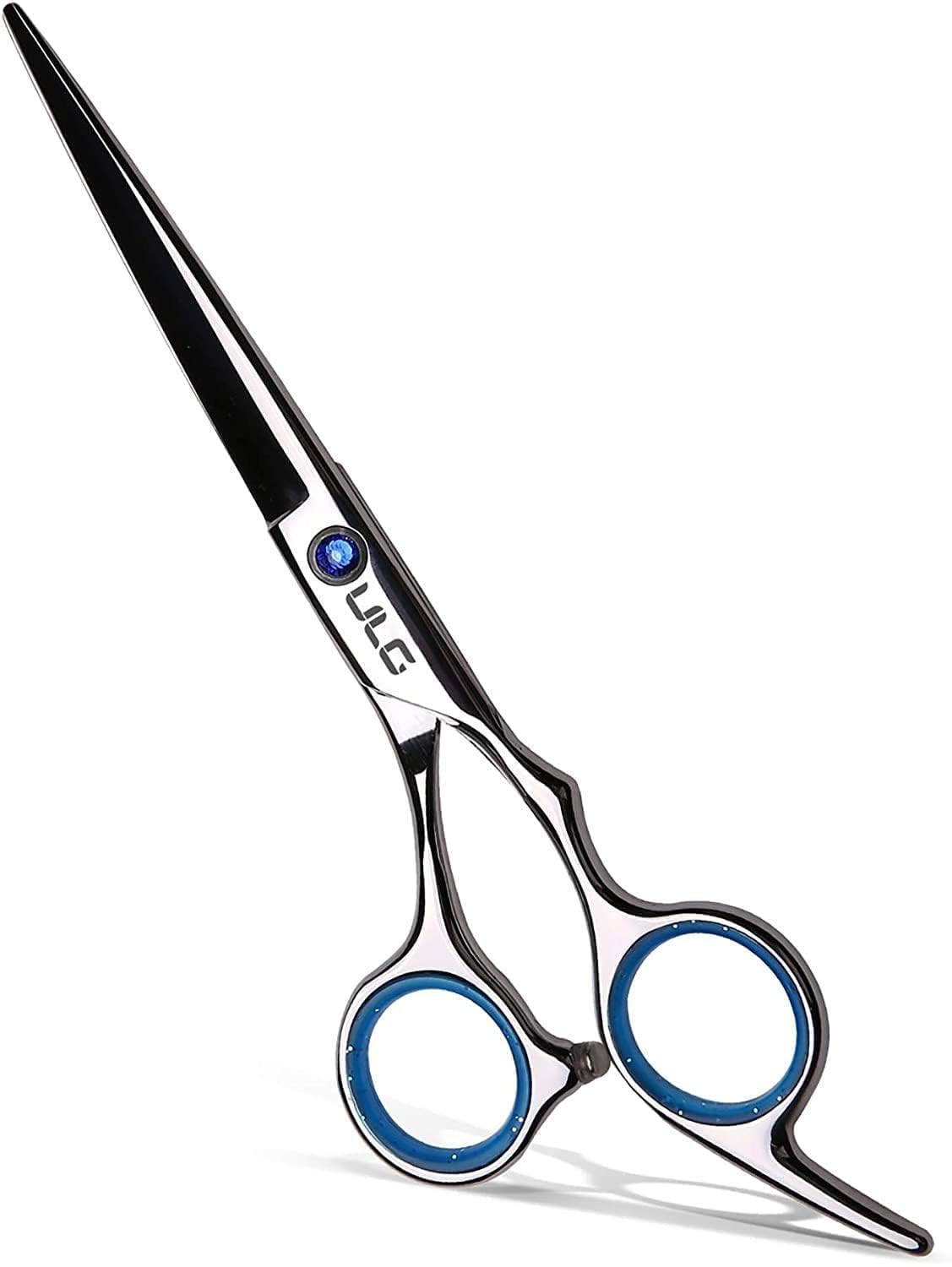 Left-Handed Hair Cutting Scissors - ULG 6.5-Inch Razor Edge Barber Shears | Japanese Stainless Steel, Blue Fingerhole Ring
