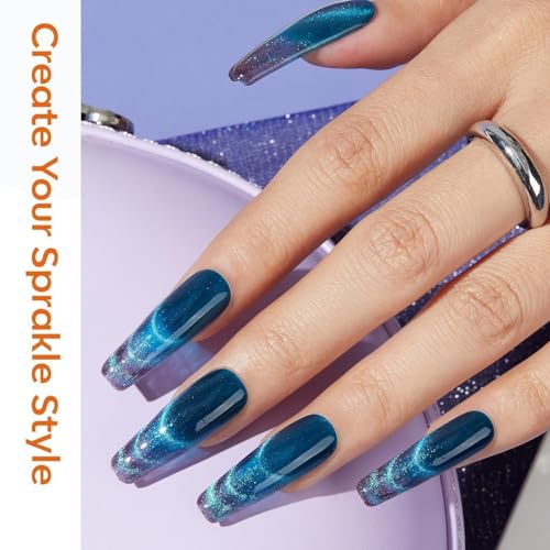 modelones Cat Eye Magnet Set, 15PCS Multi-Shape Nail Magnet for Cateye Gel Polish, Heart Moon Flower Square Effects with Bead-Attracting Nail Art Tool, UV/LED Lamp Required, DIY Nail Art