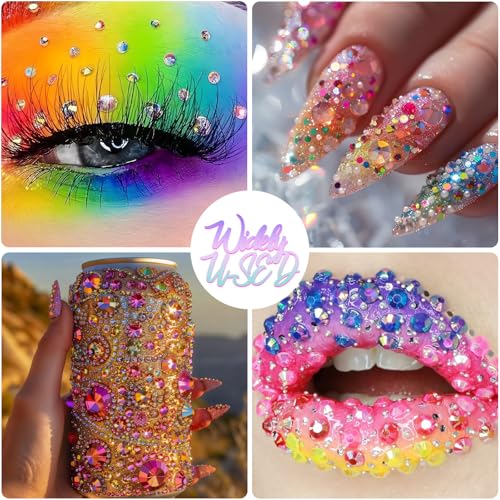 50000+Pcs Resin Jelly Rhinestones for Bedazzling Kit, 3mm Multicolor Flat Back Gems Bedazzler Kit with 3Pcs 10ml B7000 Jewelry Glue, Colorful Bulk Jewels for Diamond Nail Art