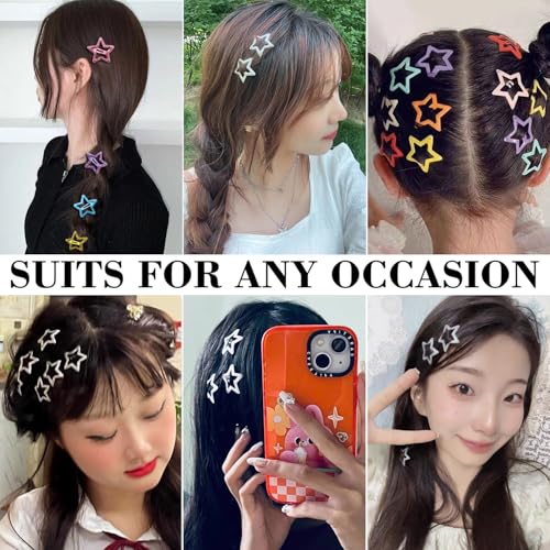 20-Piece Star Hair Clips Set - Non-Slip Metal Snap Barrettes for Women