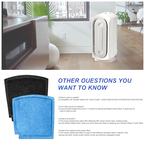 TrueAir Replacement Carbon Filters for Hamilton Beach Purifiers - 6 Pack