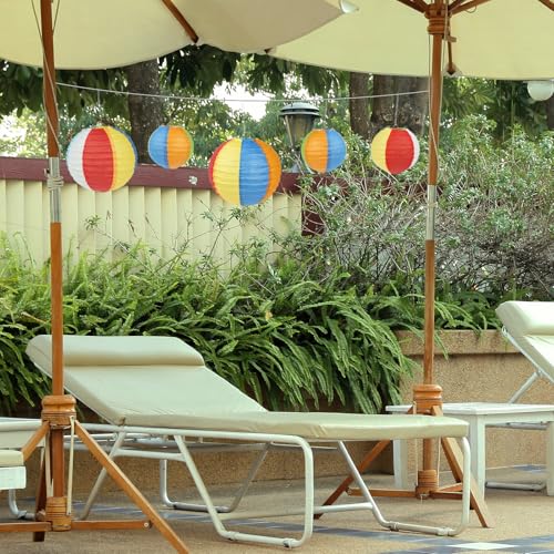 15 Pcs Beach Paper Lanterns - Summer Party Decorations, 8" & 5.7"