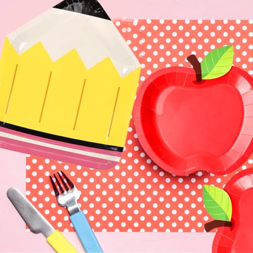 75 PCS Back to School Party Supplies - Apple & Pencil Plates & Napkins