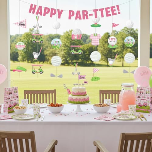 Pink Golf Party Decorations - 6Pcs Hanging Garlands for Girls