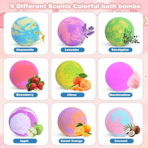 Bath Bombs for Kids with Surprise Toys - 9 Pack Colorful Fizzies