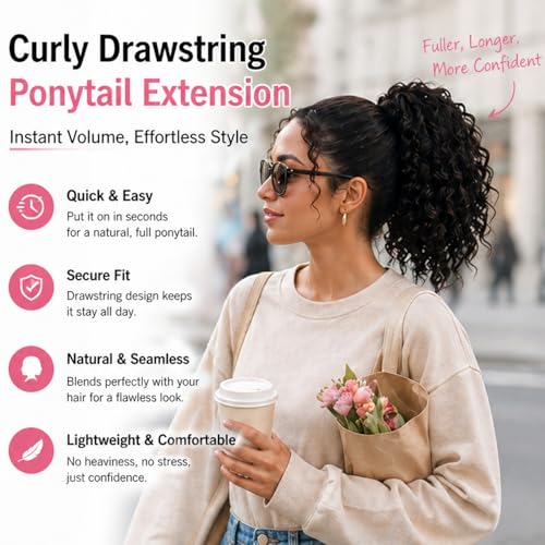Isaic 8 Inch Curly Drawstring Ponytail Extension - Natural Black