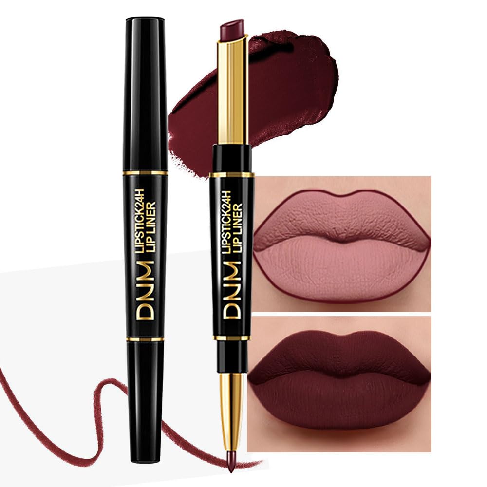 Chestnut Nude Brown Matte Lip Liner & Lipstick Set - Long Lasting, Waterproof, Smudge Proof | Antique Rose