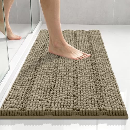Bcoimo Chenille Bath Rug Mat 24x17 - Soft, Non-Slip & Absorbent
