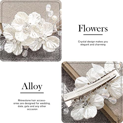 JONKY Flower Bride Wedding Hair Clip Bridal Rhinestone Barrettes
