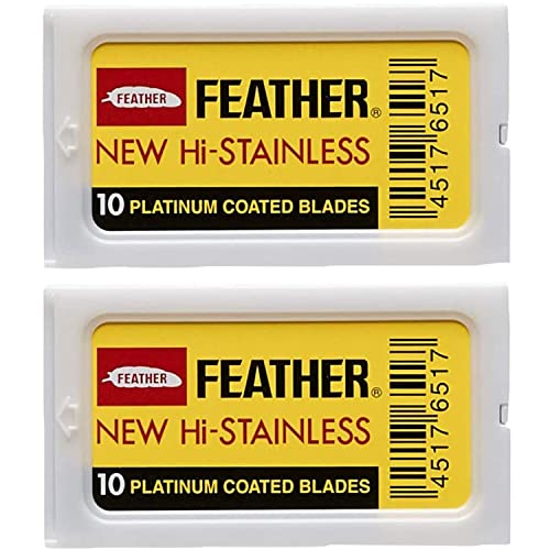 Feather Double Edge Safety Razor Blades - Platinum Coated, 20 Count