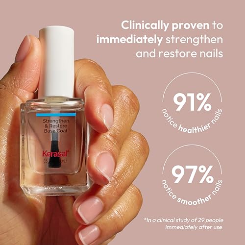 Kerasal Nail Strengthen & Restore Base Coat with Hydrolyzed Keratin and Hyaluronic Acid, .5 Oz