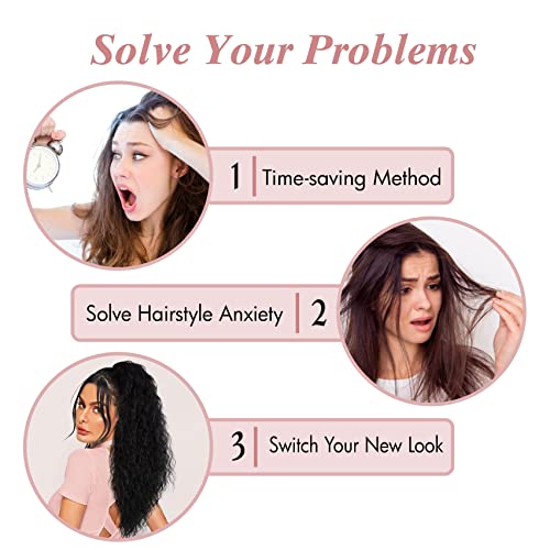 26 Inch Black Curly Drawstring Ponytail Extension for Women