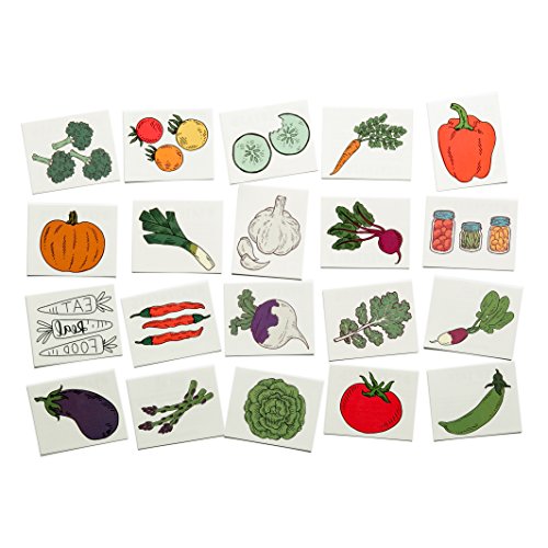 Veggie Lover's Pack - 20 Temporary Vegetable Tattoos for Parties & Events
