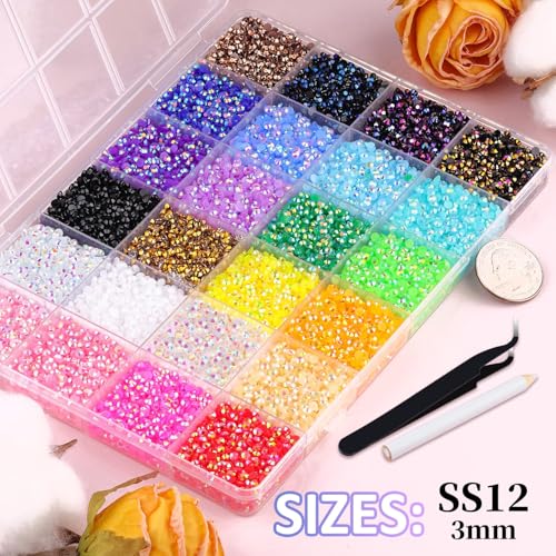 Jelly Multicolor 3mm Resin Rhinestones Kit with Glue, 34,000 pcs Bedazzling for Nail Art & Craft