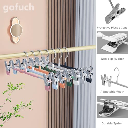 Heavy Duty Pants Hangers with Clips - 8 Pack Adjustable Space Saving